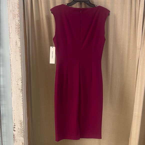 NWT Calvin Klein Rich Magenta Midi Dress - Picture 2 of 5